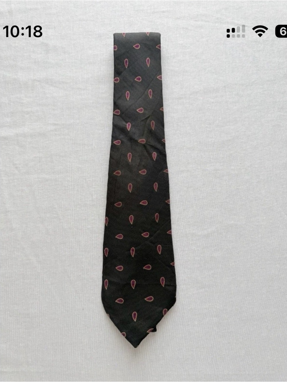 Robert Talbott Black Tie with Pink Paisley Motif Silk